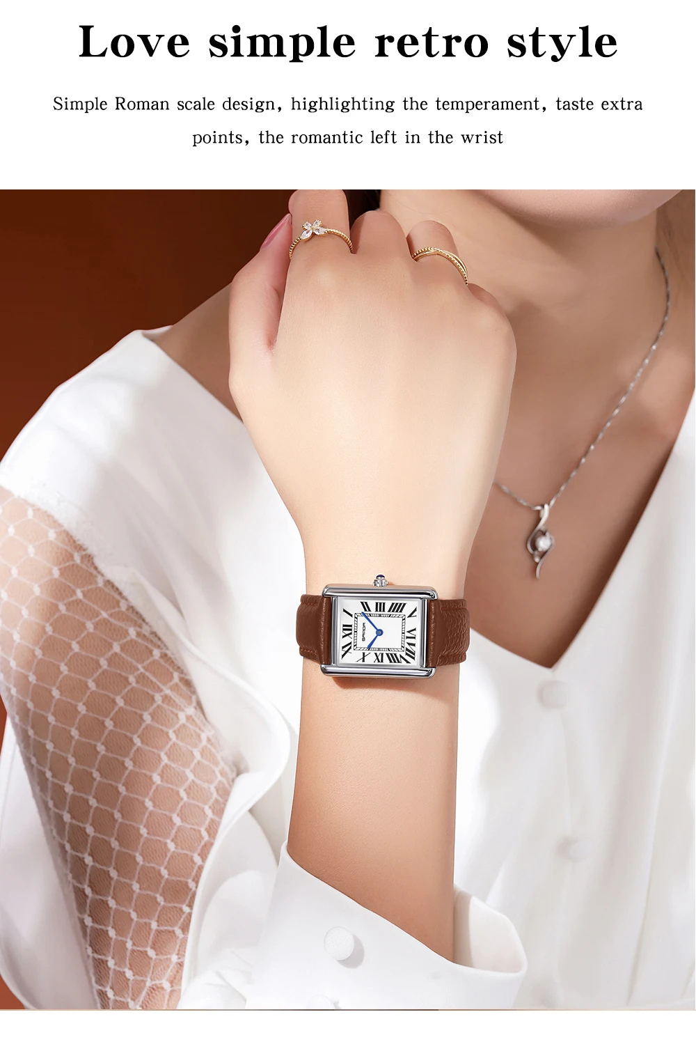 SANDA 1108/9031 Quartz Watch Roman Numeral Stainless Steel Leather Watch Band Brief Lovers Waterproof Watch Women's Watches