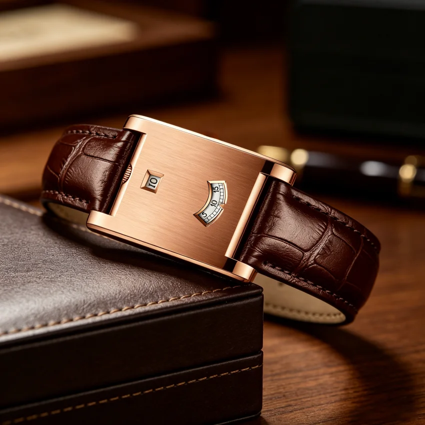 Square Brand Genuine Watch Men's Retro 2026 New Style Light Luxury Gift High Quality Trend Fashion Gold Simple Quartz Watch