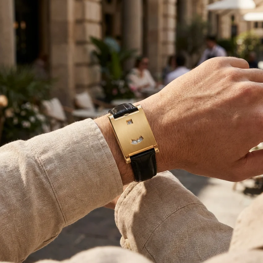 Square Brand Genuine Watch Men's Retro 2026 New Style Light Luxury Gift High Quality Trend Fashion Gold Simple Quartz Watch