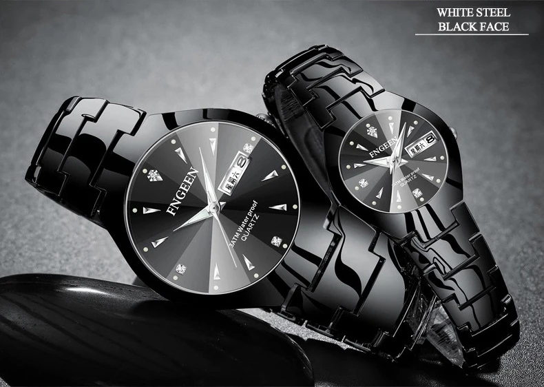 BINBOND Luxury Quartz Watches For Couple Luminous Waterproof Week Display Auto Date Stainless Steel Watch Casual Reloj