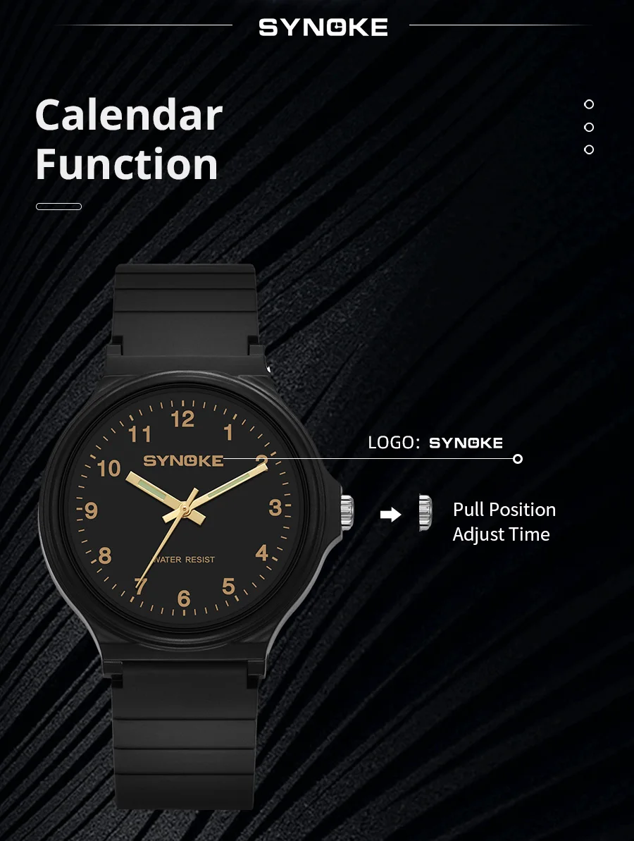 Synoke Student Watch Minimalist Fashion Quartz Watch Men and Girls Waterproof Sports Watch Large Digital Display