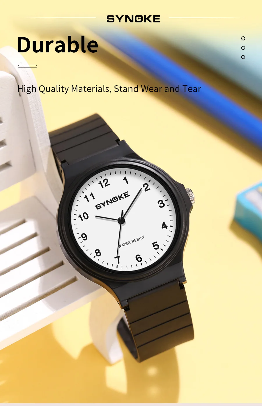 Synoke Student Watch Minimalist Fashion Quartz Watch Men and Girls Waterproof Sports Watch Large Digital Display