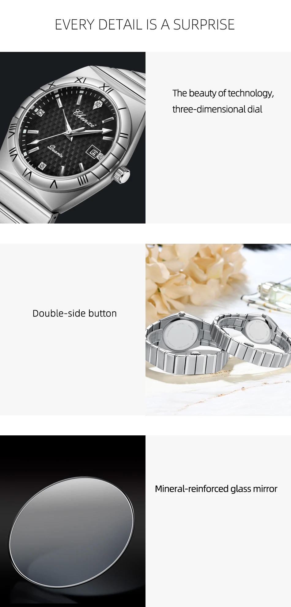 Simple Fashion Couple Wristwatch Waterproof Luminous Calendar Watch for Lovers Men's and Women's Daily Wrist Watches