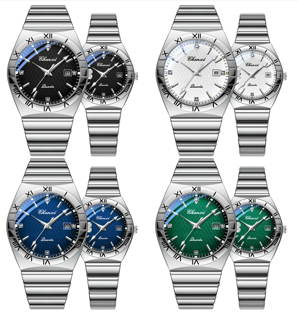 Simple Fashion Couple Wristwatch Waterproof Luminous Calendar Watch for Lovers Men's and Women's Daily Wrist Watches