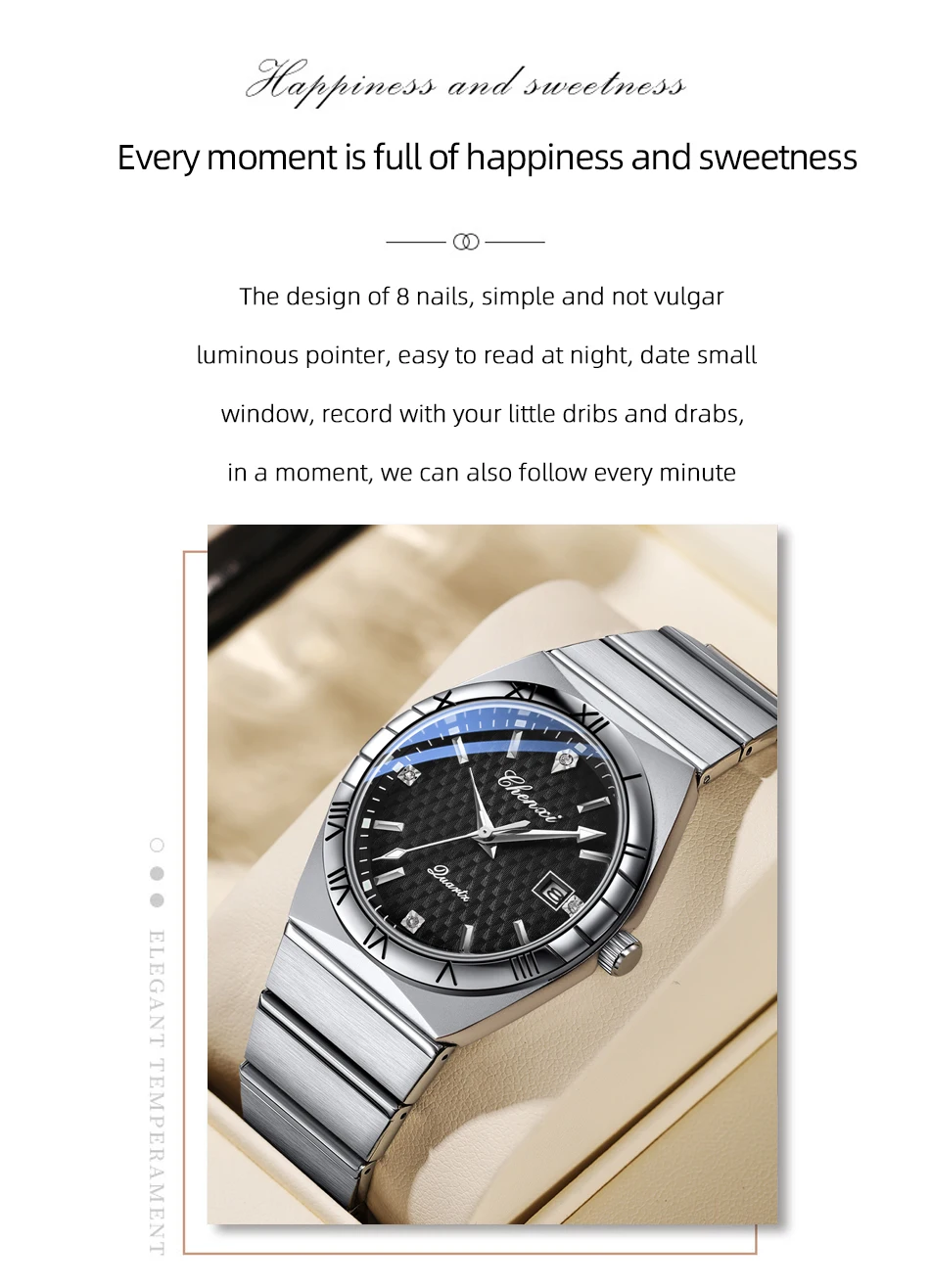 Simple Fashion Couple Wristwatch Waterproof Luminous Calendar Watch for Lovers Men's and Women's Daily Wrist Watches