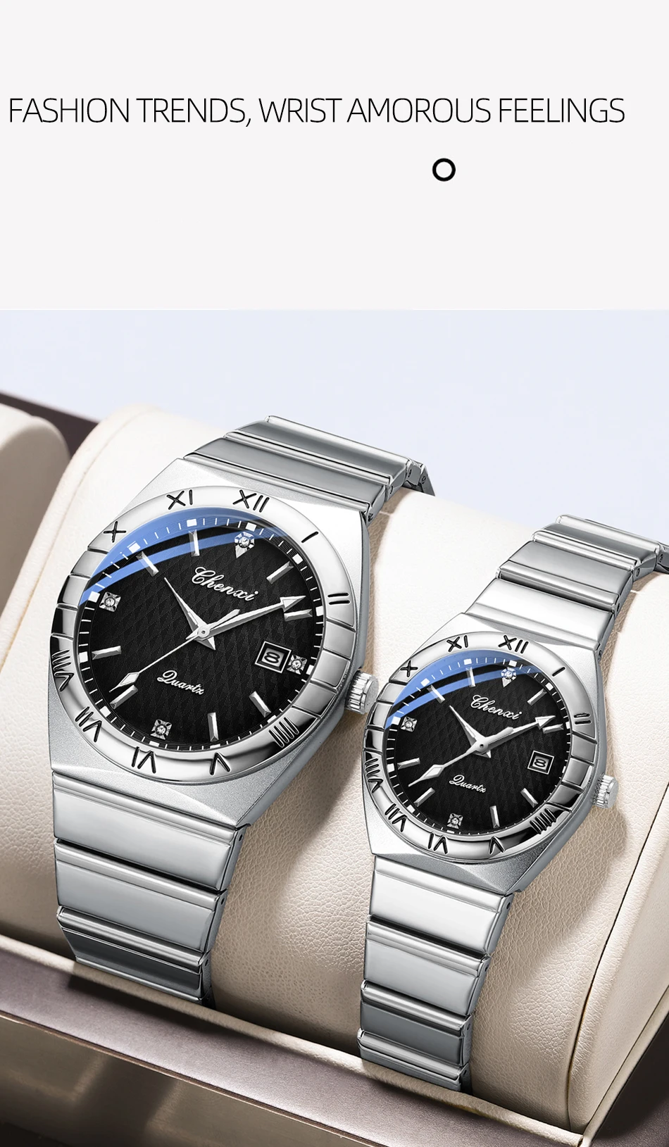 Simple Fashion Couple Wristwatch Waterproof Luminous Calendar Watch for Lovers Men's and Women's Daily Wrist Watches