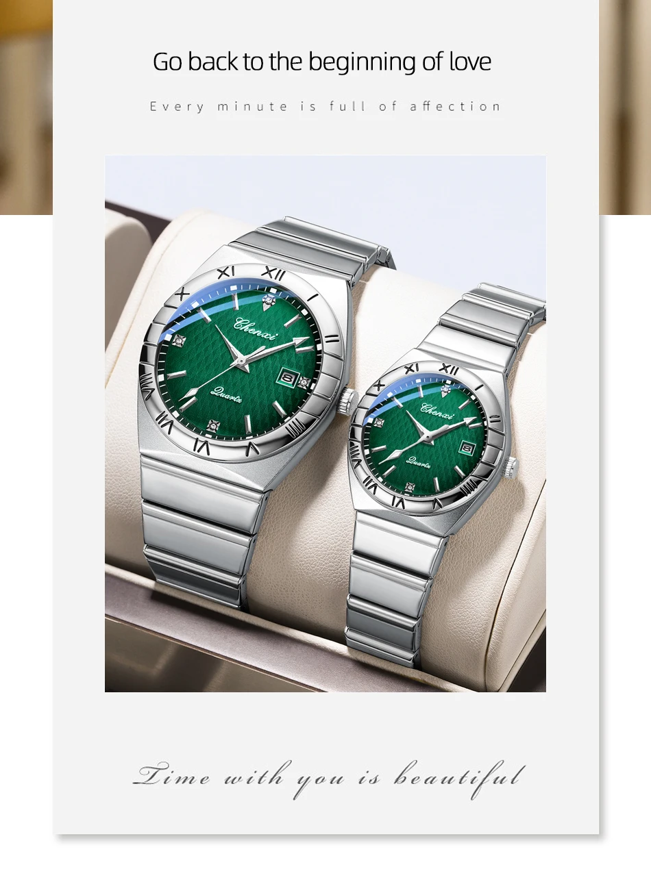 Simple Fashion Couple Wristwatch Waterproof Luminous Calendar Watch for Lovers Men's and Women's Daily Wrist Watches