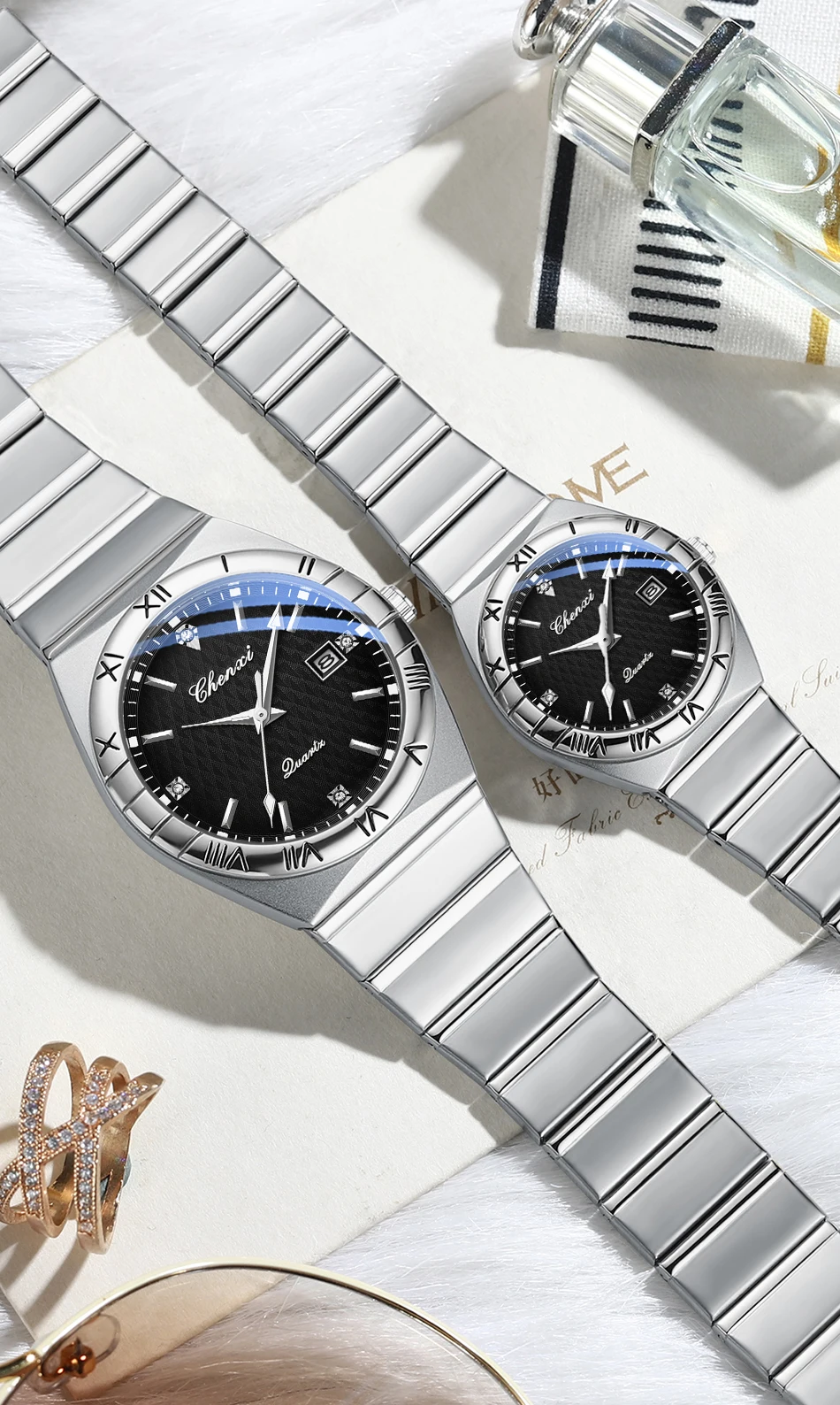 Simple Fashion Couple Wristwatch Waterproof Luminous Calendar Watch for Lovers Men's and Women's Daily Wrist Watches