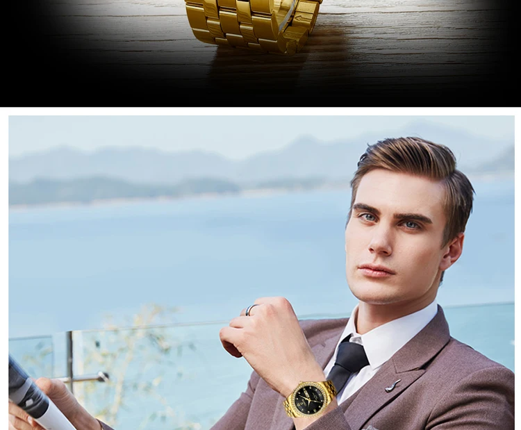 CHENXI Golden Quartz Watch Men Top Luxury Wristwatch Waterproof Golden Male Wrist Watch Man Full Steel Clock relogio masculino