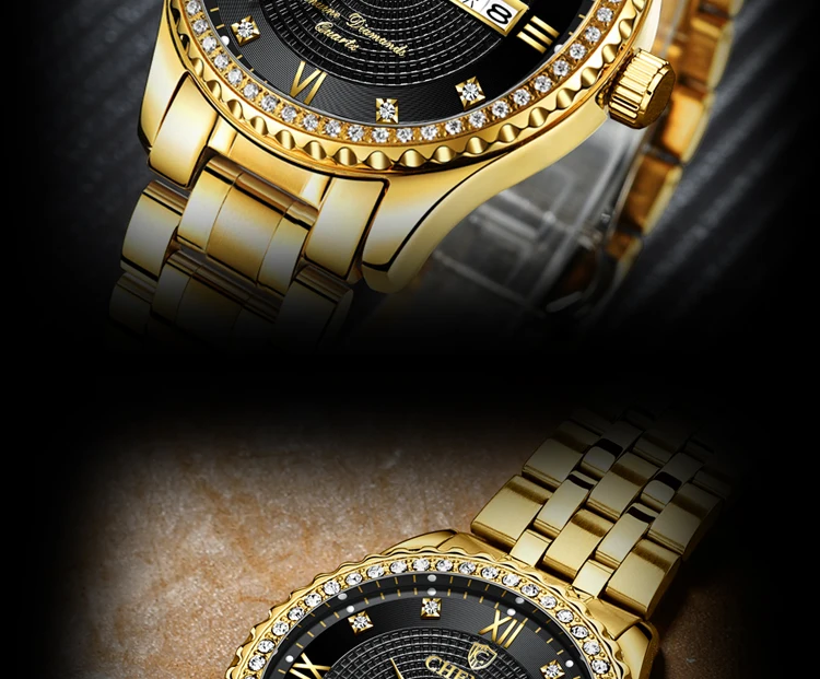 CHENXI Golden Quartz Watch Men Top Luxury Wristwatch Waterproof Golden Male Wrist Watch Man Full Steel Clock relogio masculino