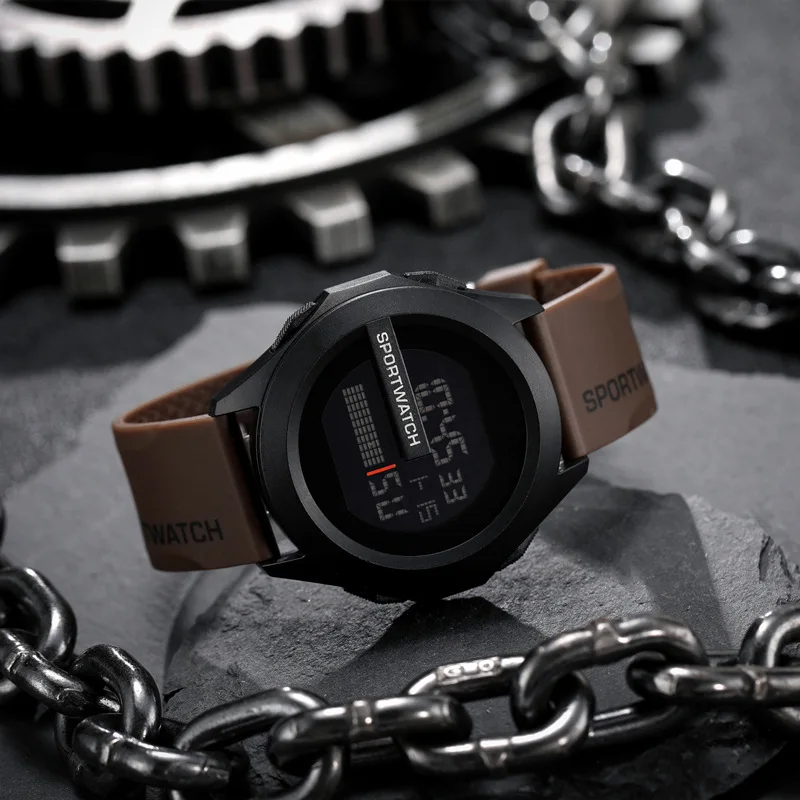 NEW Men's Sport Watches Fashion Sports LED Digital Clock Multi-Functional Rubber Fitness Athlete Timekeeping Electronic Watch