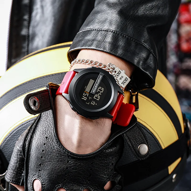 NEW Men's Sport Watches Fashion Sports LED Digital Clock Multi-Functional Rubber Fitness Athlete Timekeeping Electronic Watch