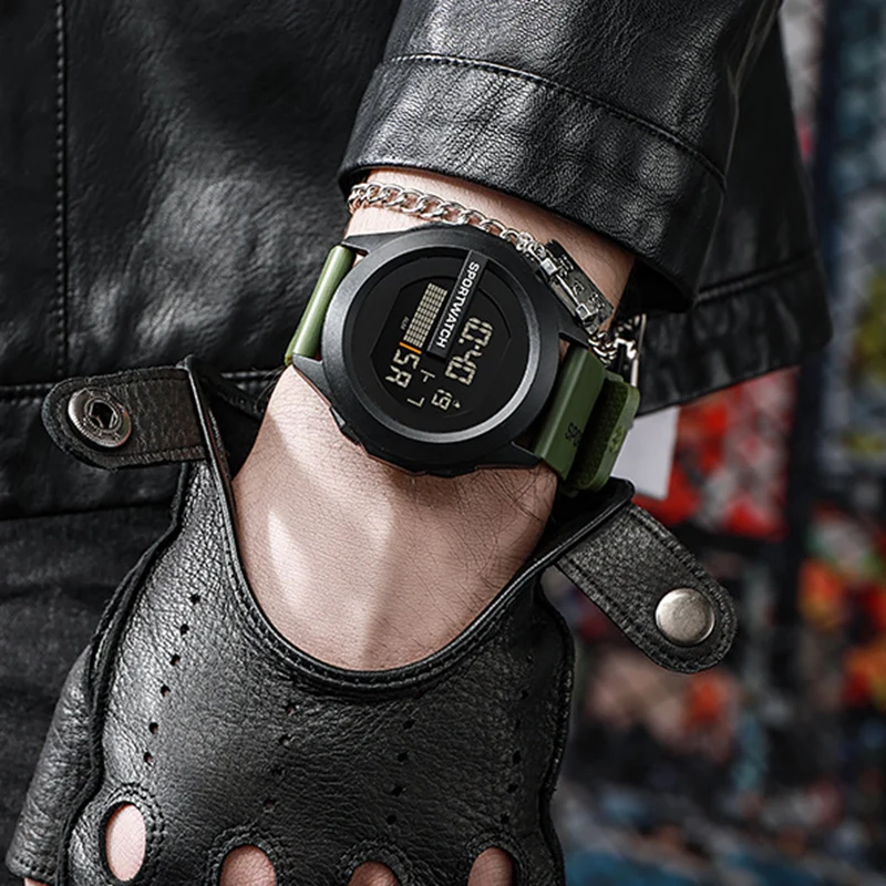 NEW Men's Sport Watches Fashion Sports LED Digital Clock Multi-Functional Rubber Fitness Athlete Timekeeping Electronic Watch