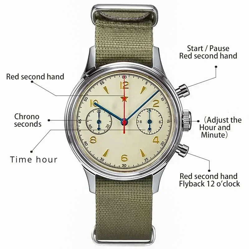 Vintage 1963 Men's Pilot Watch 42mm Retro Quartz Chronograph Waterproof Casual Dress Wristwatch For Couples