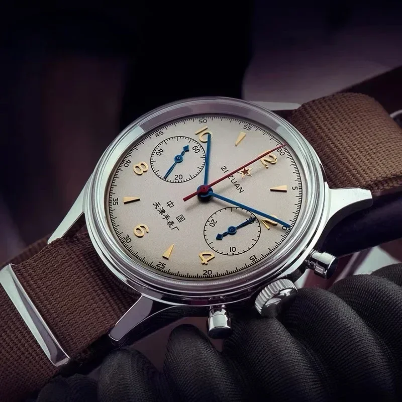 Vintage 1963 Men's Pilot Watch 42mm Retro Quartz Chronograph Waterproof Casual Dress Wristwatch For Couples