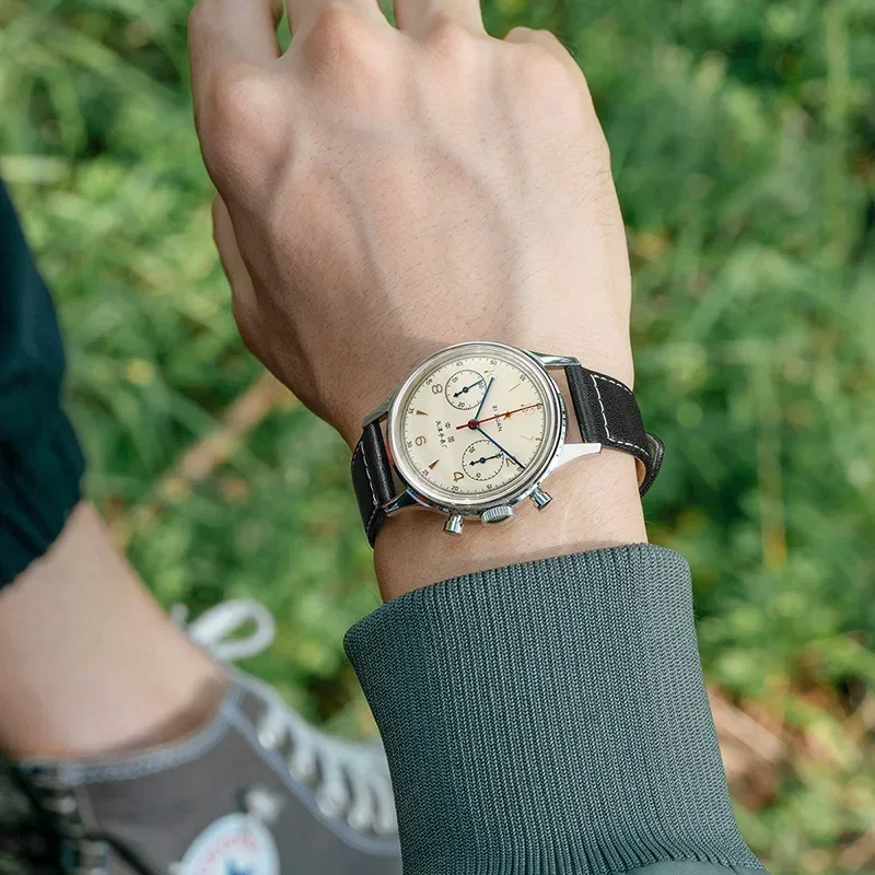 Vintage 1963 Men's Pilot Watch 42mm Retro Quartz Chronograph Waterproof Casual Dress Wristwatch For Couples