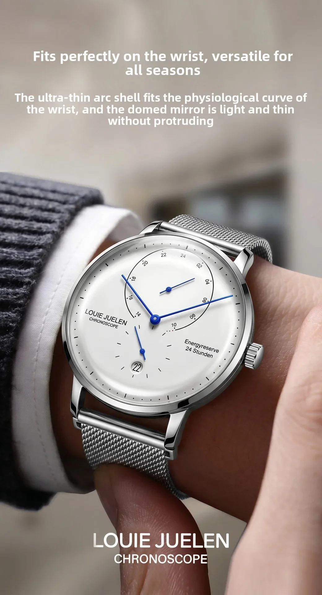 Waterproof Quartz Mens Watch Analog Digital Tempered Glass Double Curved Business Minimalist Wristwatch