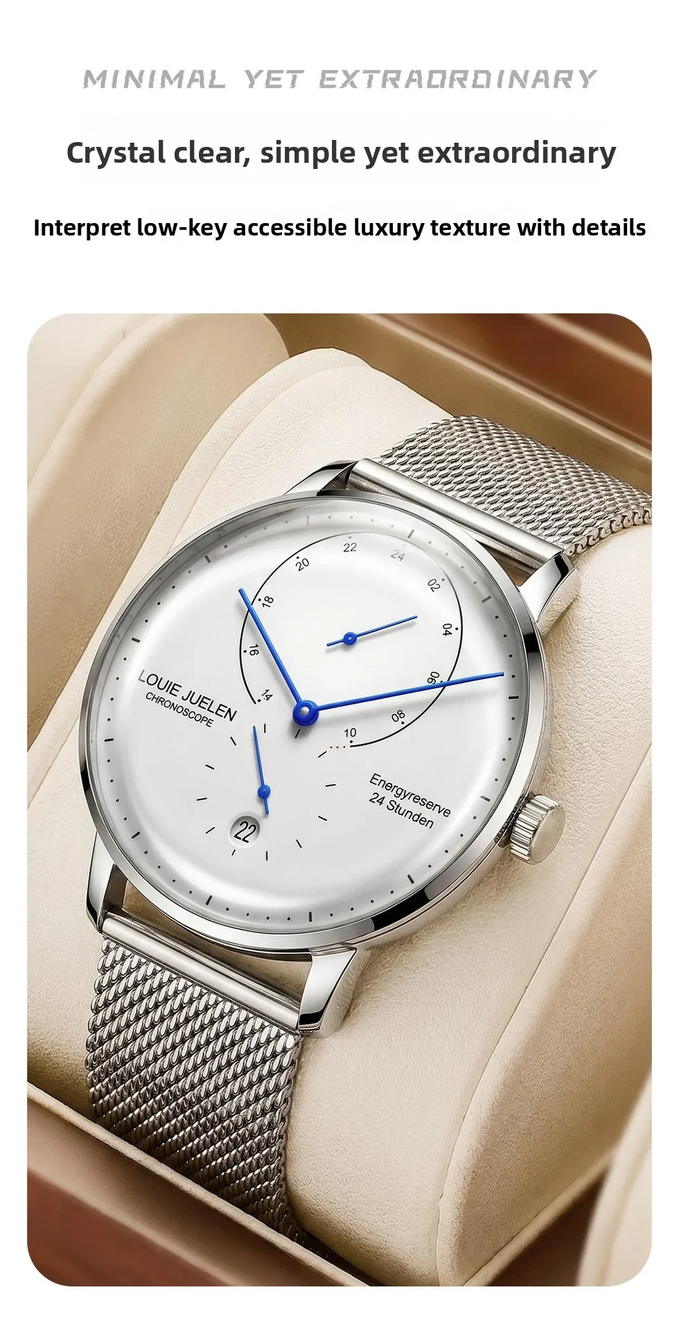 Waterproof Quartz Mens Watch Analog Digital Tempered Glass Double Curved Business Minimalist Wristwatch