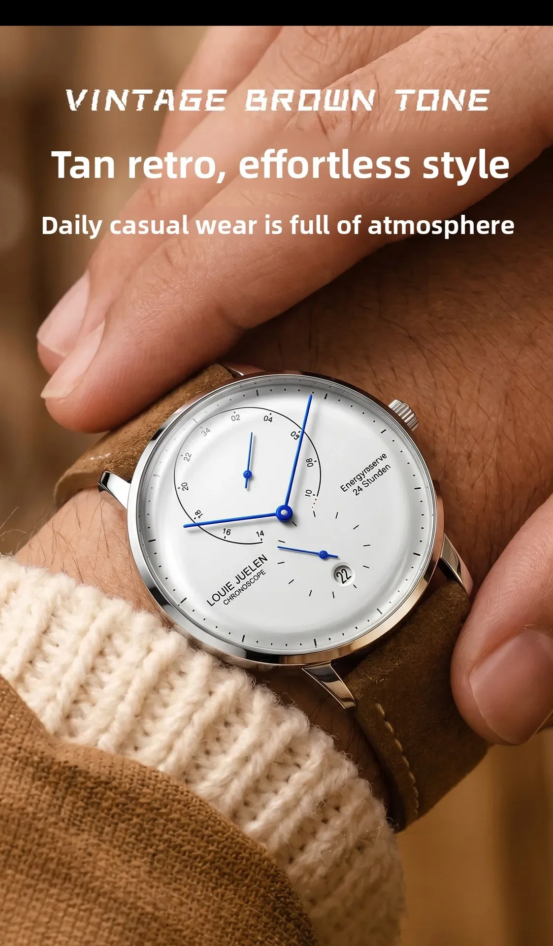 Waterproof Quartz Mens Watch Analog Digital Tempered Glass Double Curved Business Minimalist Wristwatch