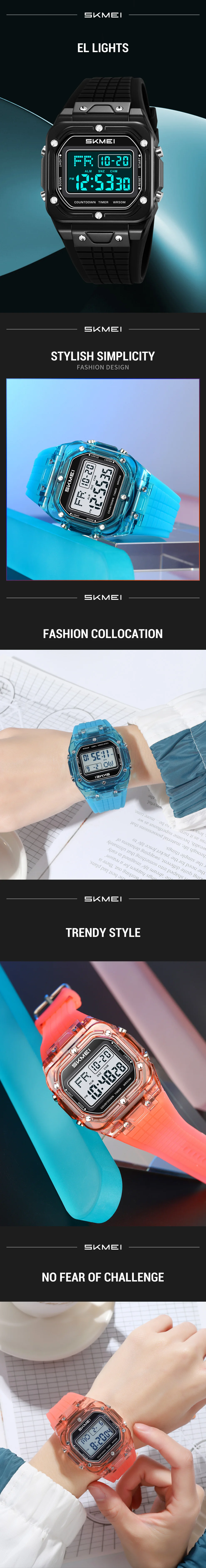 SKMEI 2683 Original Unisex Digital Wristwatch 5Bar Waterproof Women Men Sports Watches EL Backlight Clock Stopwatch Alarm Date