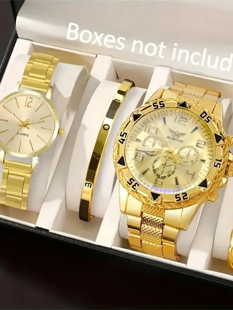 4pcs of fashionable business casual perfect classic luxury couple teenagers style quartz watch minimalist bracelet suit best