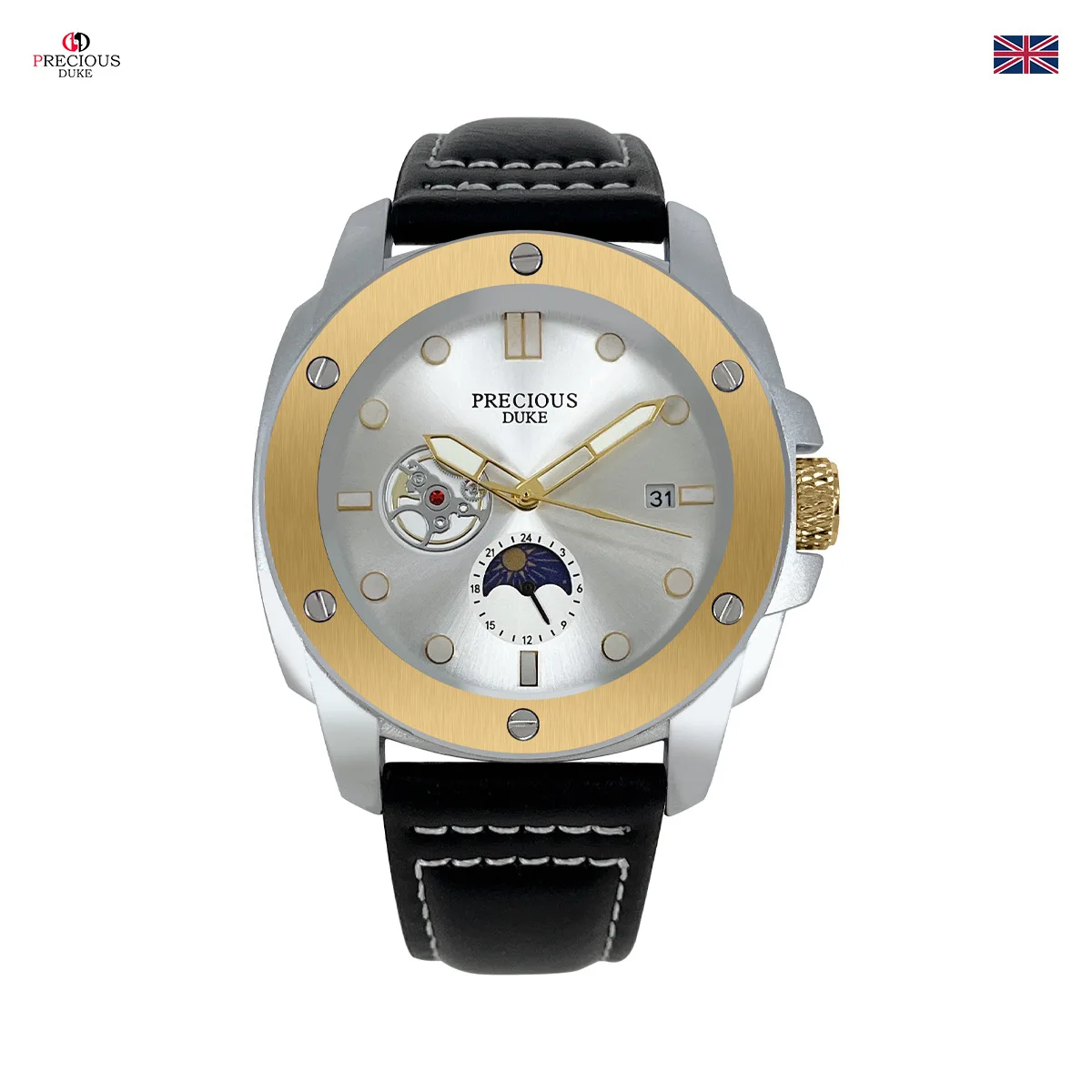 Fashion Casual PRECIUOS DUKE UK Brand Precious Wristwatch Classic Leather Strap Elegant Quartz Watch
