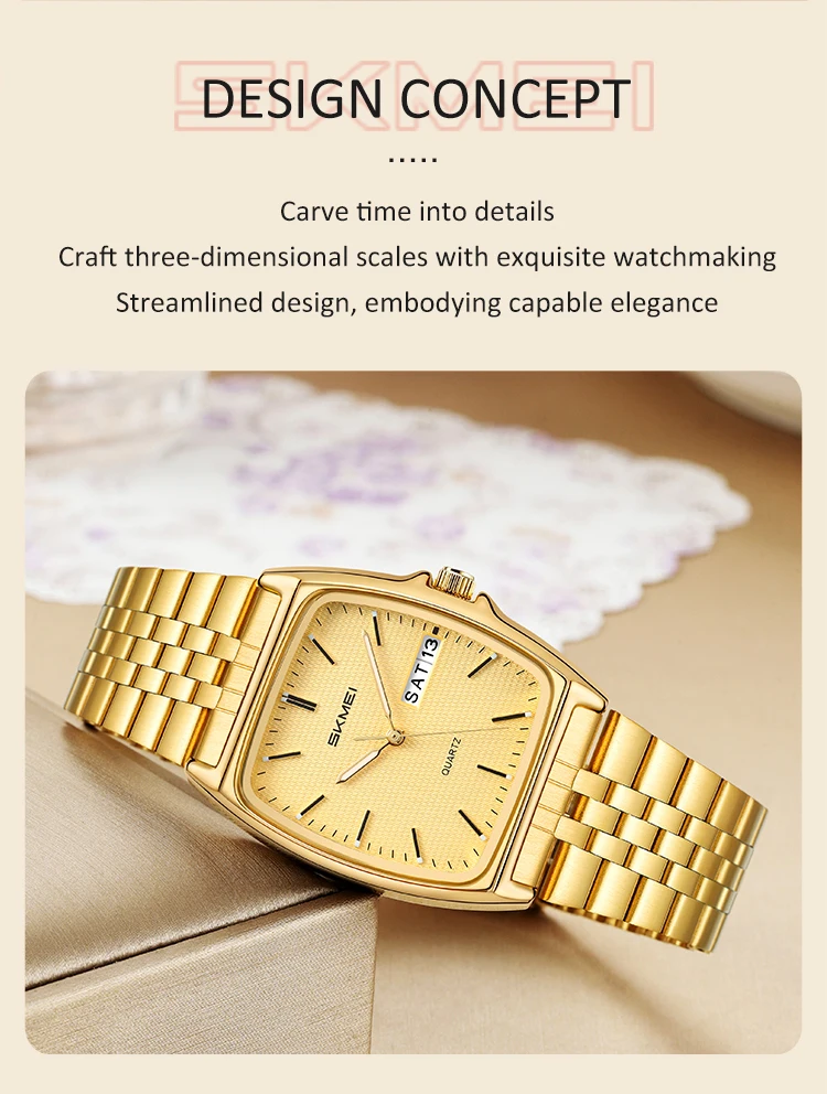 SKMEI 2628 Couple's Quartz Wristwatches 30M Waterproof Men Women Retro Watch Business Unisex Vintage Clock Date Time Chronograph