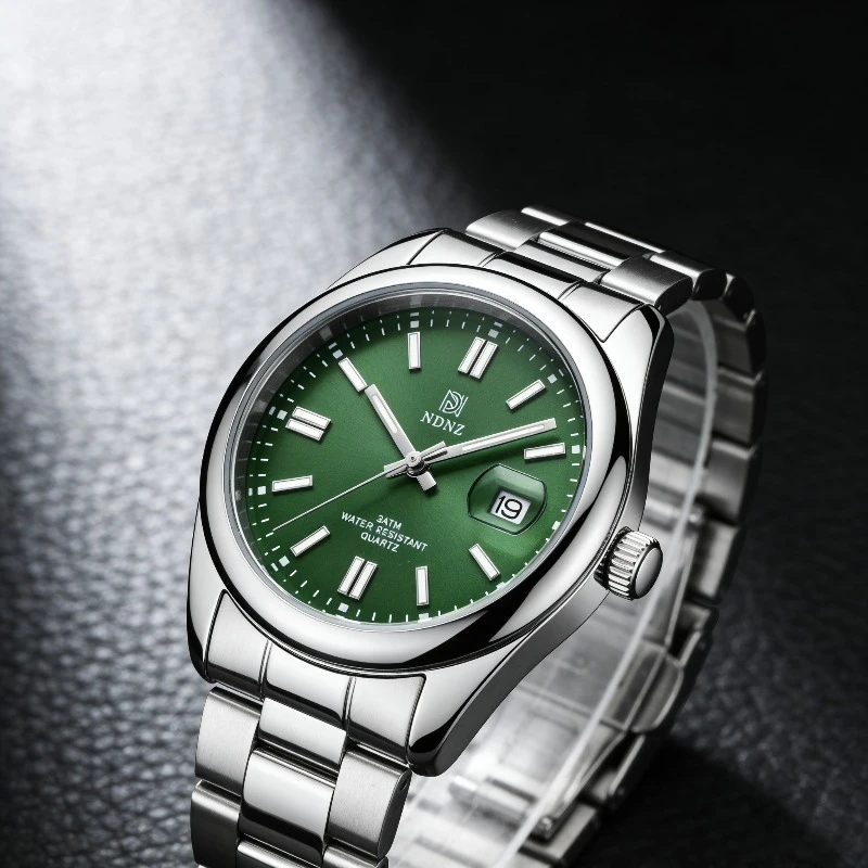 NDNZ Luminous Couple Watch Stainless Steel Waterproof Japanese Movement Date Display Luxury Wristwatch