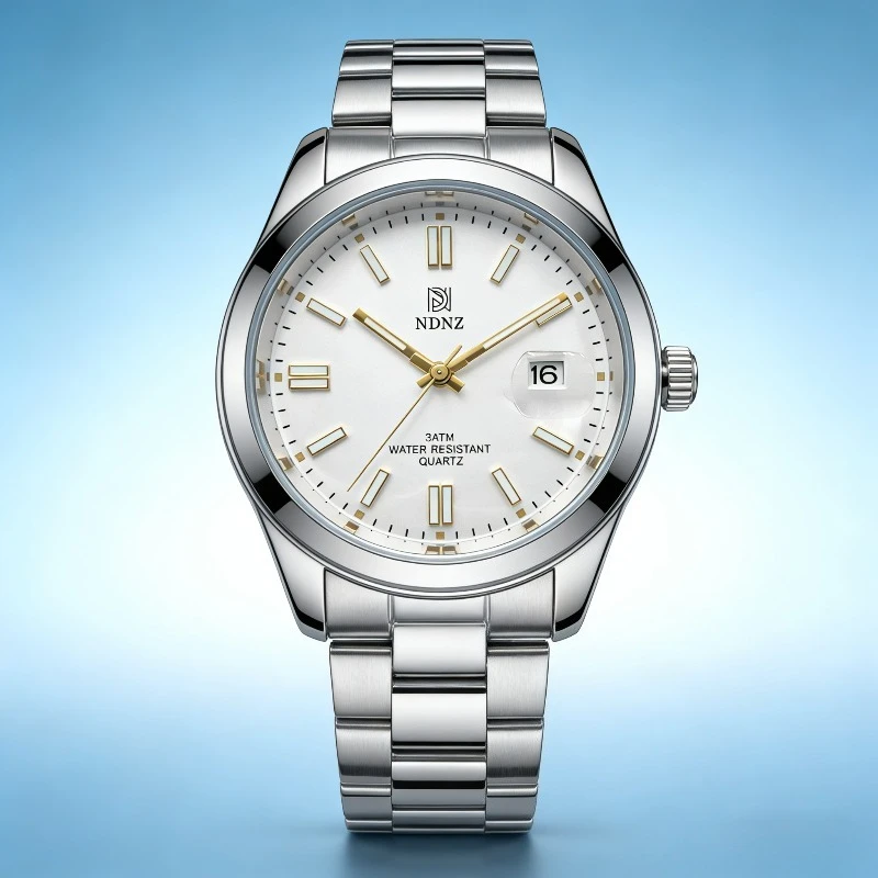 NDNZ Luminous Couple Watch Stainless Steel Waterproof Japanese Movement Date Display Luxury Wristwatch