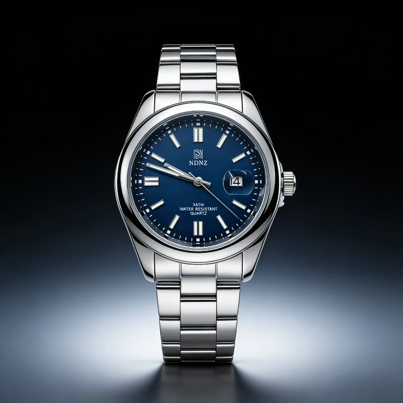 NDNZ Luminous Couple Watch Stainless Steel Waterproof Japanese Movement Date Display Luxury Wristwatch
