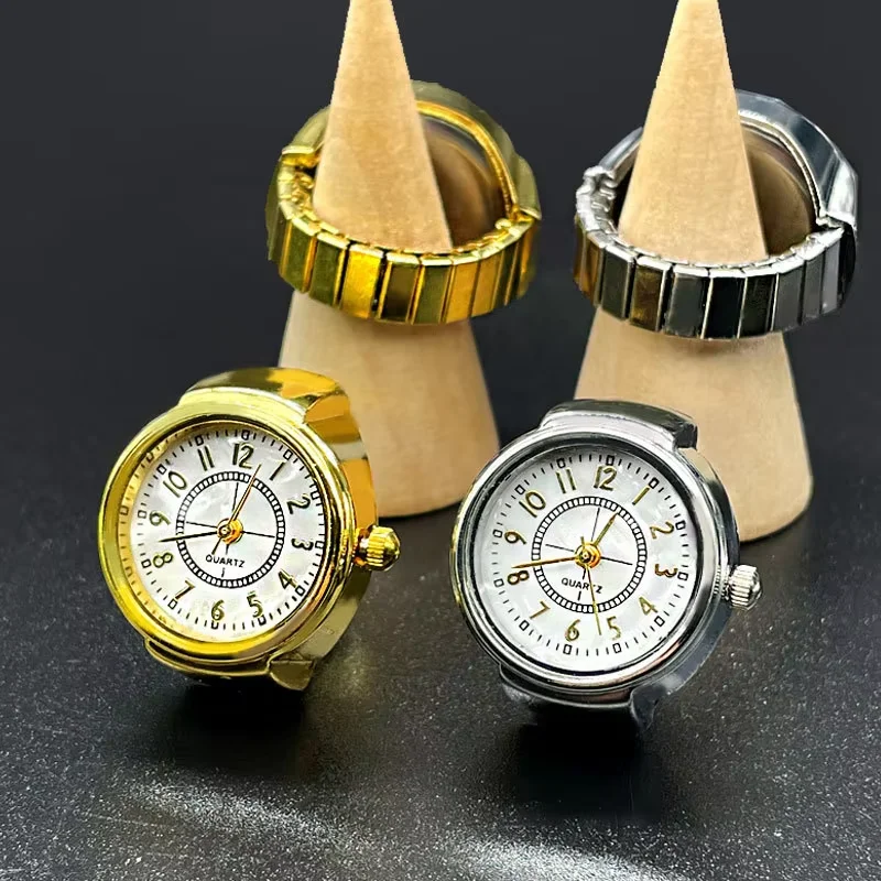 Creative Alloy Shell New Hot Selling Finger Circular Arabic Numeral Scale Dial Couple Men's And Women's Ring Watch