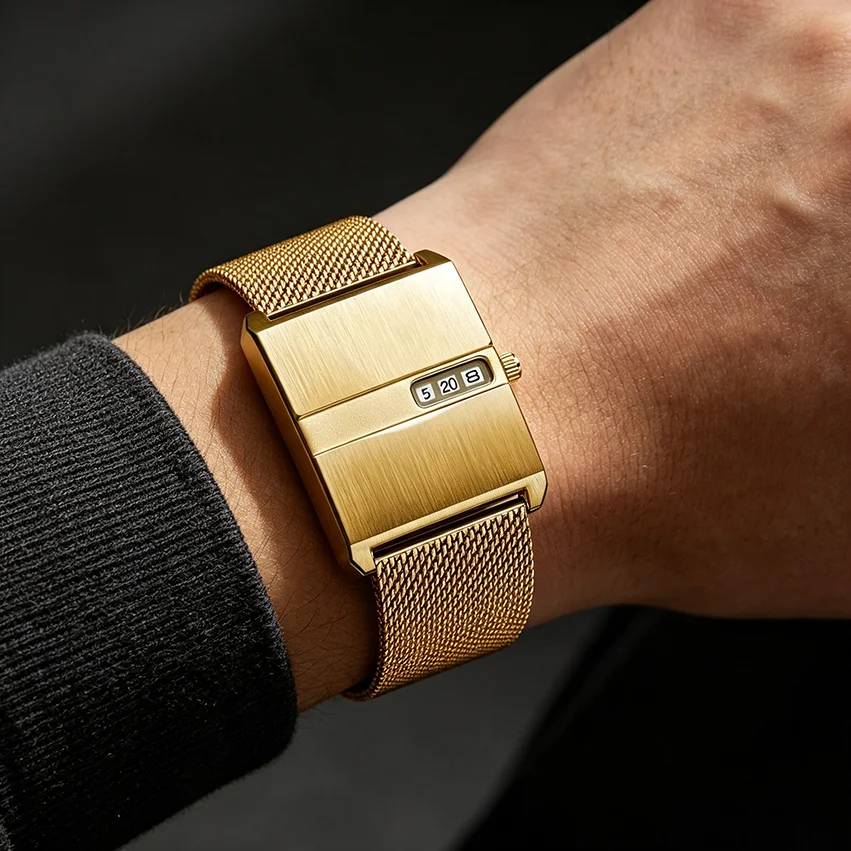 Gold Watch for Couple Luxury Women/Men Wristwatch Waterproof Golden Clock Quartz Fashion Men Ladies Watch with Mesh Strap