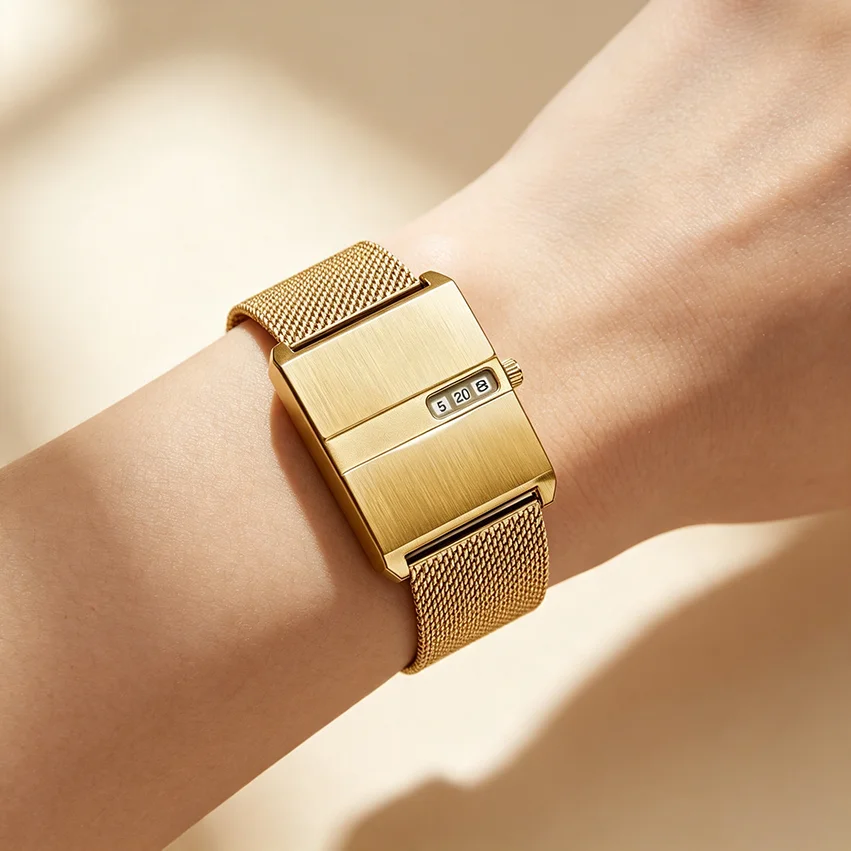 Gold Watch for Couple Luxury Women/Men Wristwatch Waterproof Golden Clock Quartz Fashion Men Ladies Watch with Mesh Strap