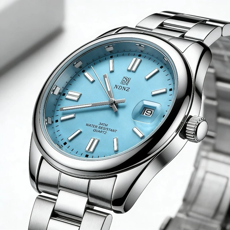 &Luminous Couple Watch Stainless Steel Waterproof Japanese Movement Date Display Luxury Wristwatch