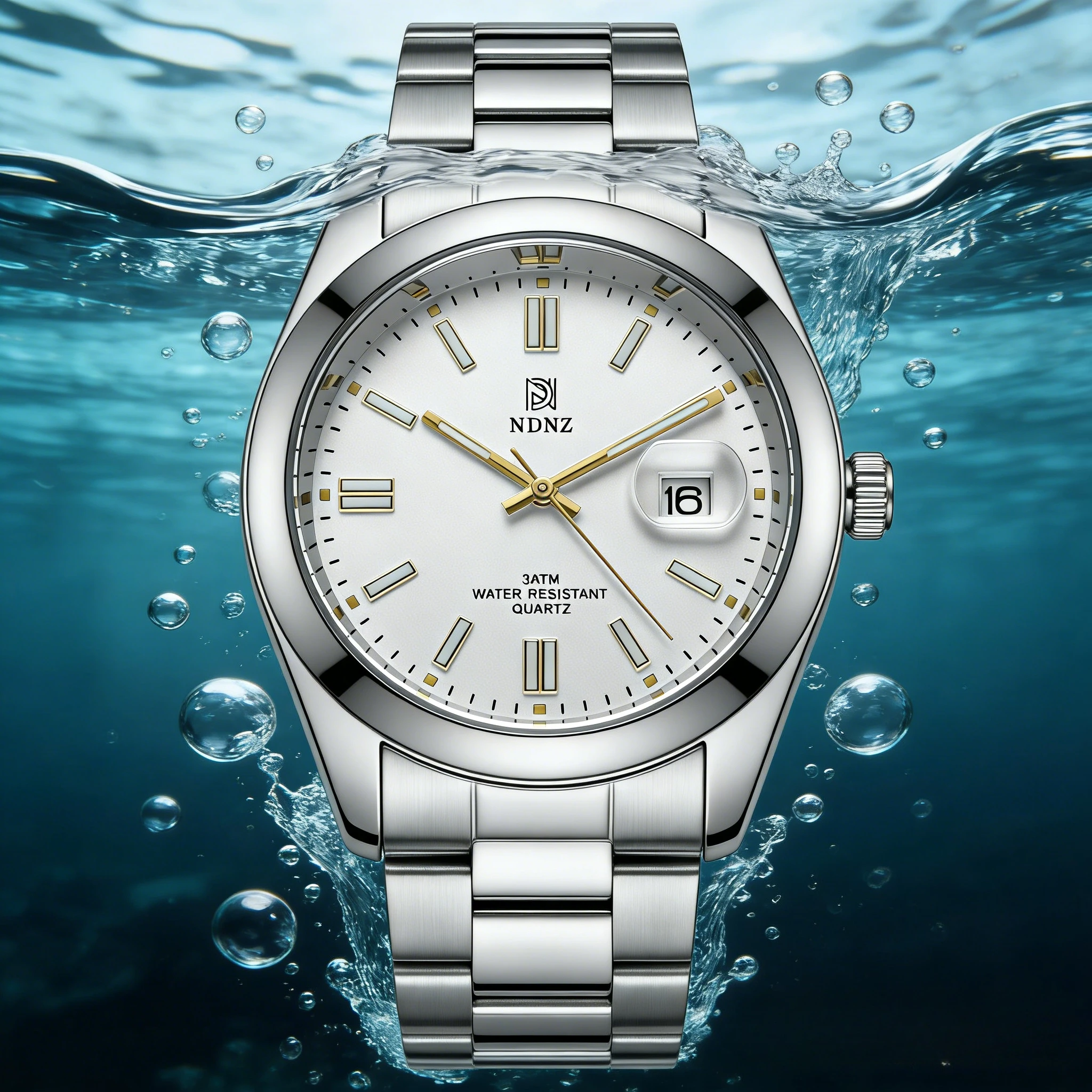 &Luminous Couple Watch Stainless Steel Waterproof Japanese Movement Date Display Luxury Wristwatch