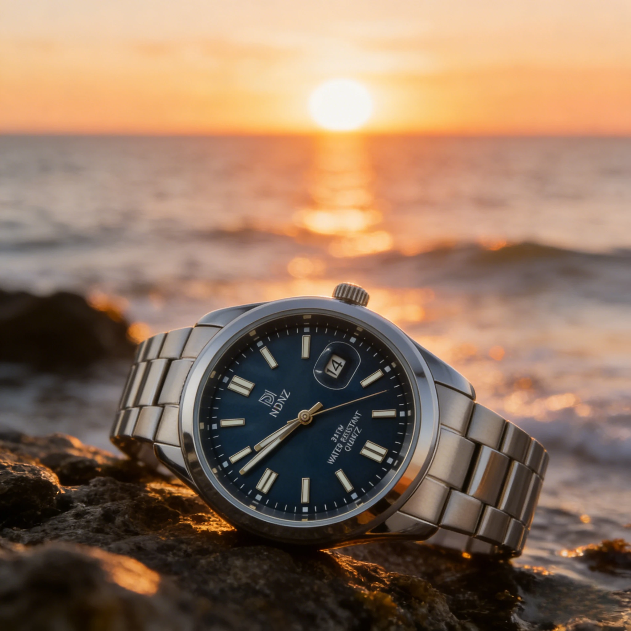&Luminous Couple Watch Stainless Steel Waterproof Japanese Movement Date Display Luxury Wristwatch