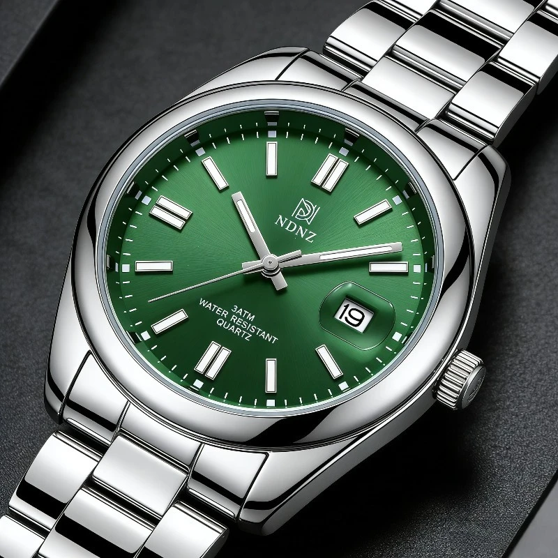 &Luminous Couple Watch Stainless Steel Waterproof Japanese Movement Date Display Luxury Wristwatch