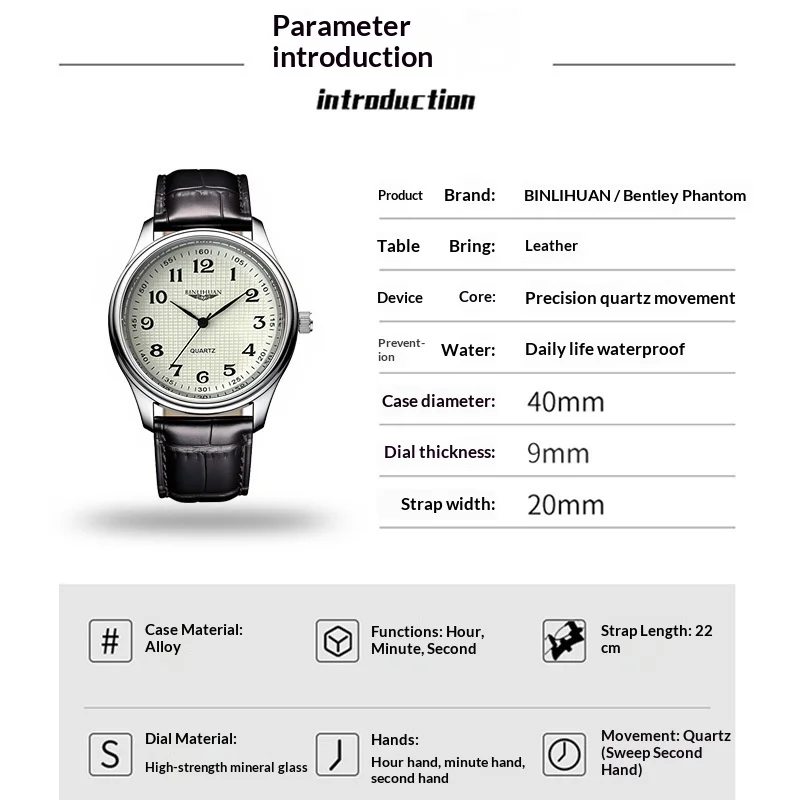 Top Brand Man Wristwatch Luxury Business Waterproof Men Watch For Men Quartz Clock Leather Men's Watches reloj+Box Men's Gift