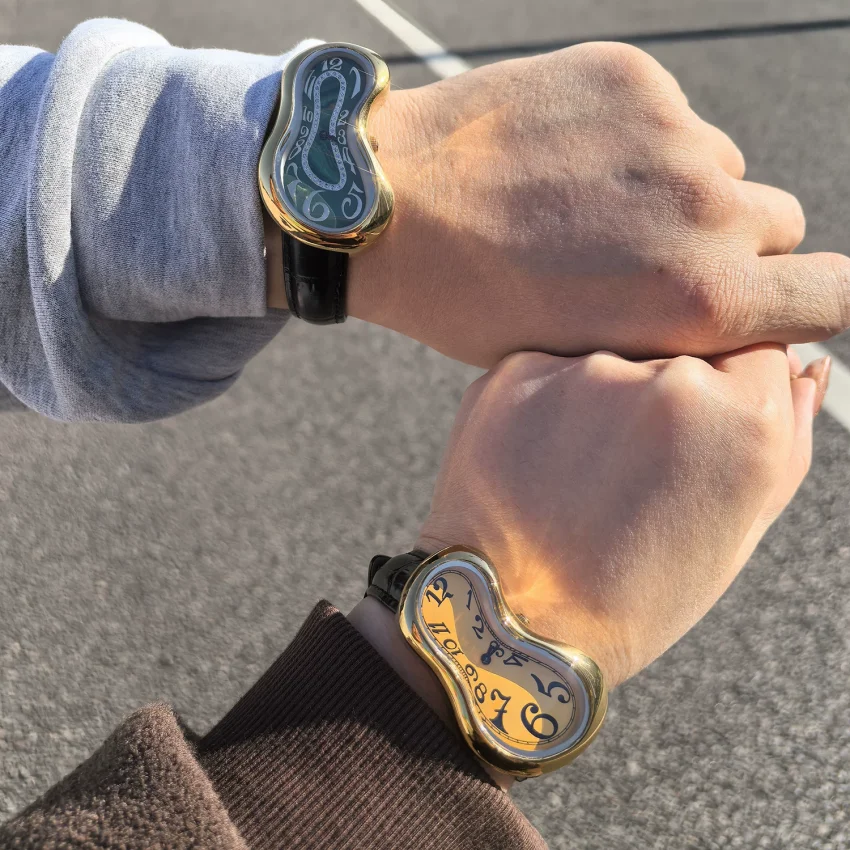 New Y2K Fashion Creative Men Women Soft Melting Watch Luxury for Couple Irregular Shape Dial Unique Design Quartz Watch Reloj