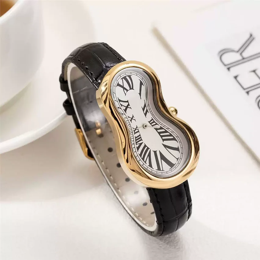 New Y2K Fashion Creative Men Women Soft Melting Watch Luxury for Couple Irregular Shape Dial Unique Design Quartz Watch Reloj