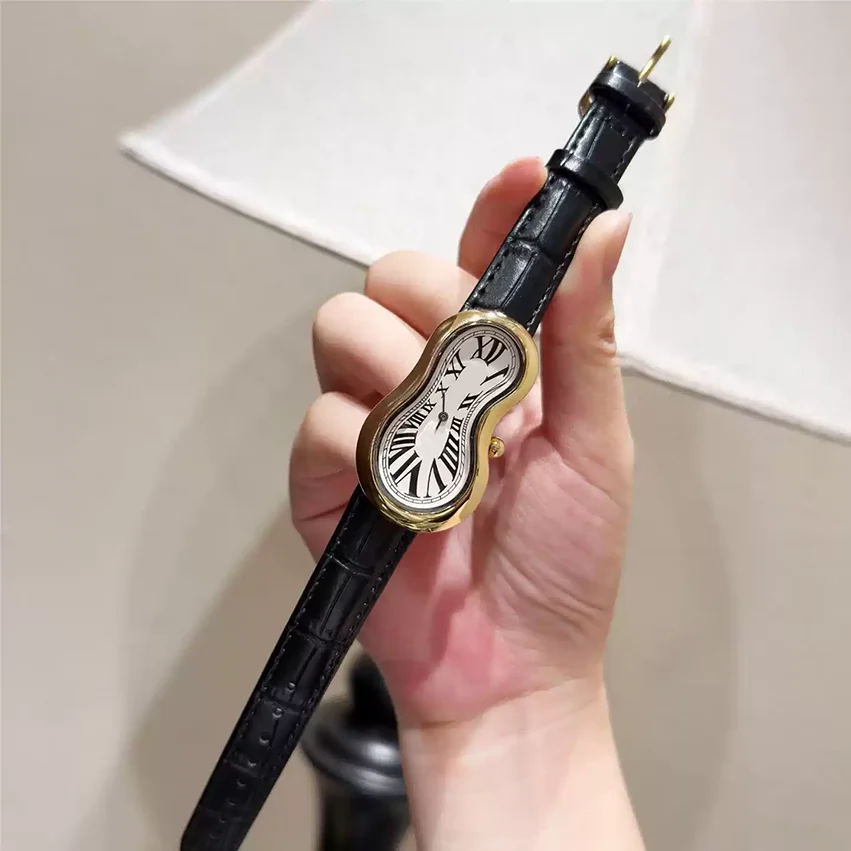 New Y2K Fashion Creative Men Women Soft Melting Watch Luxury for Couple Irregular Shape Dial Unique Design Quartz Watch Reloj