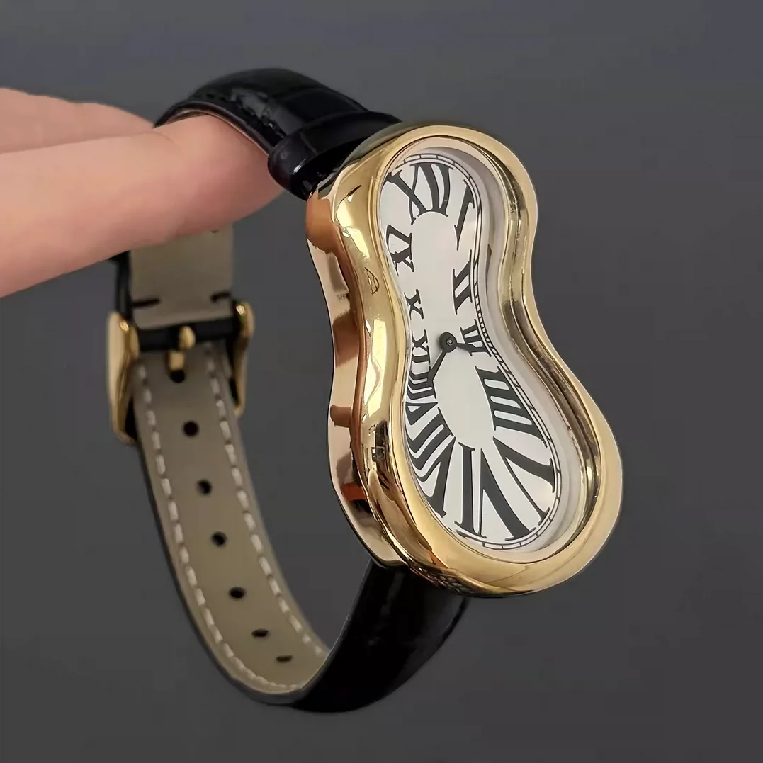 New Y2K Fashion Creative Men Women Soft Melting Watch Luxury for Couple Irregular Shape Dial Unique Design Quartz Watch Reloj