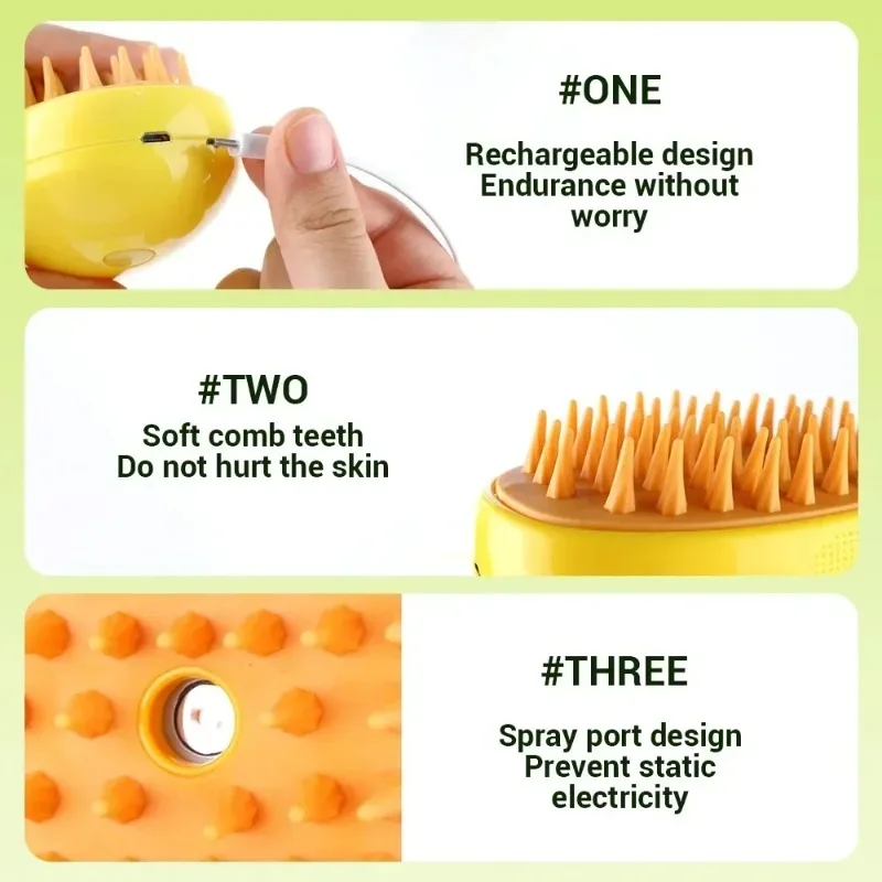 Hot Sale 3 in 1 Pet Steam Brush Cat Dog Steamy Spray Massage Comb Hair Removal Grooming Beauty Tool Shedding Matted Fur Painless