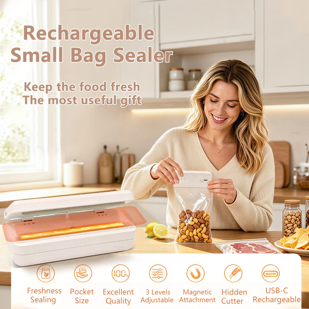 Plastic Bags Sealer Mini Heat Bag Sealer Handheld Portable Plastic Bag Sealing Machine USB Rechargeable Food Packaging Sealer
