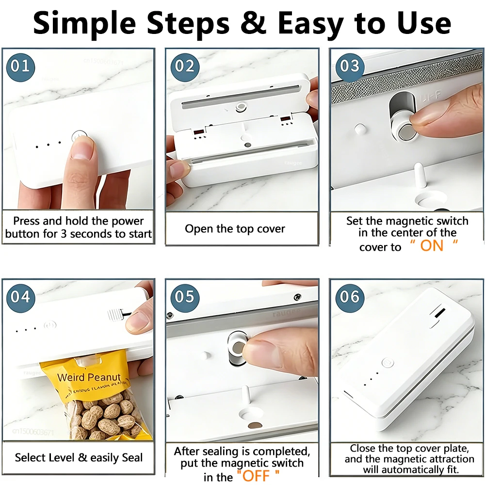 Plastic Bags Sealer Mini Heat Bag Sealer Handheld Portable Plastic Bag Sealing Machine USB Rechargeable Food Packaging Sealer