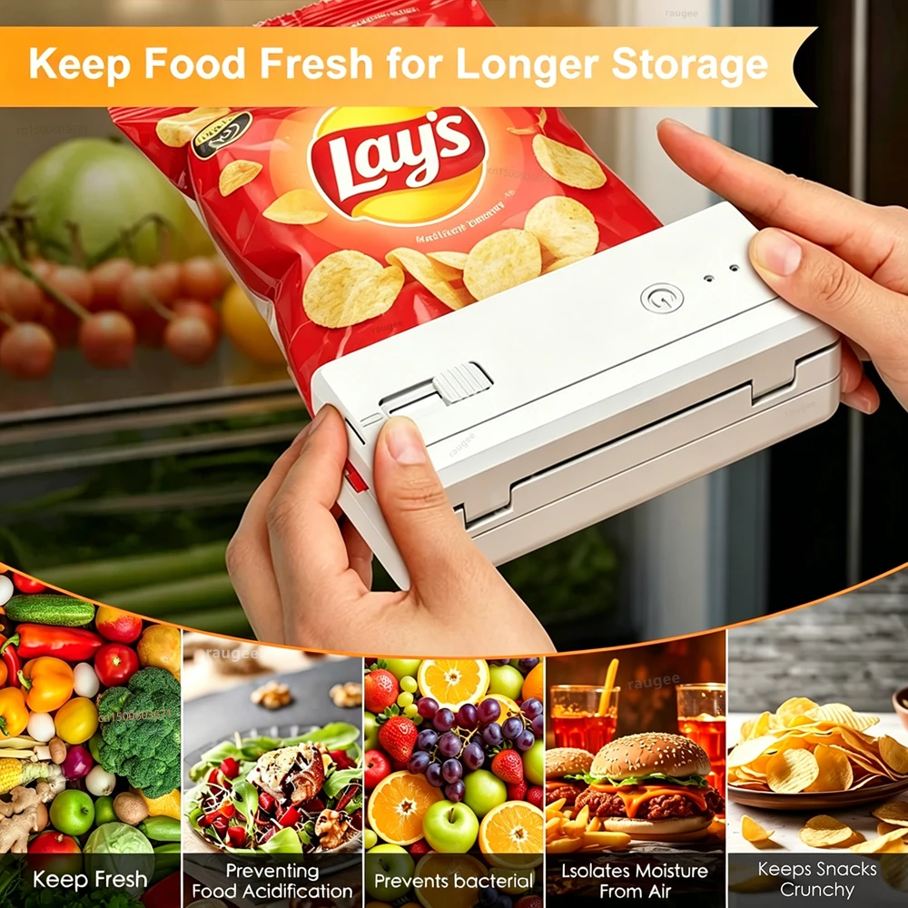 Plastic Bags Sealer Mini Heat Bag Sealer Handheld Portable Plastic Bag Sealing Machine USB Rechargeable Food Packaging Sealer