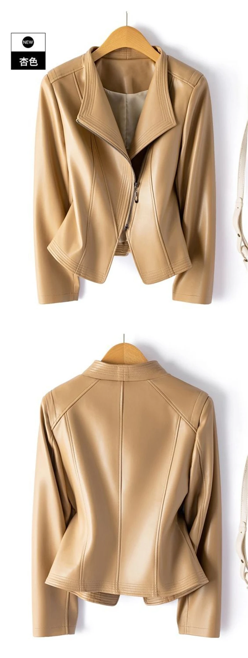 Genuine Leather Women's Short Slim Sheepskin 2025 Spring Autumn Leather Jacket New Long Sleeve Suit Collar Zipper Little Coat