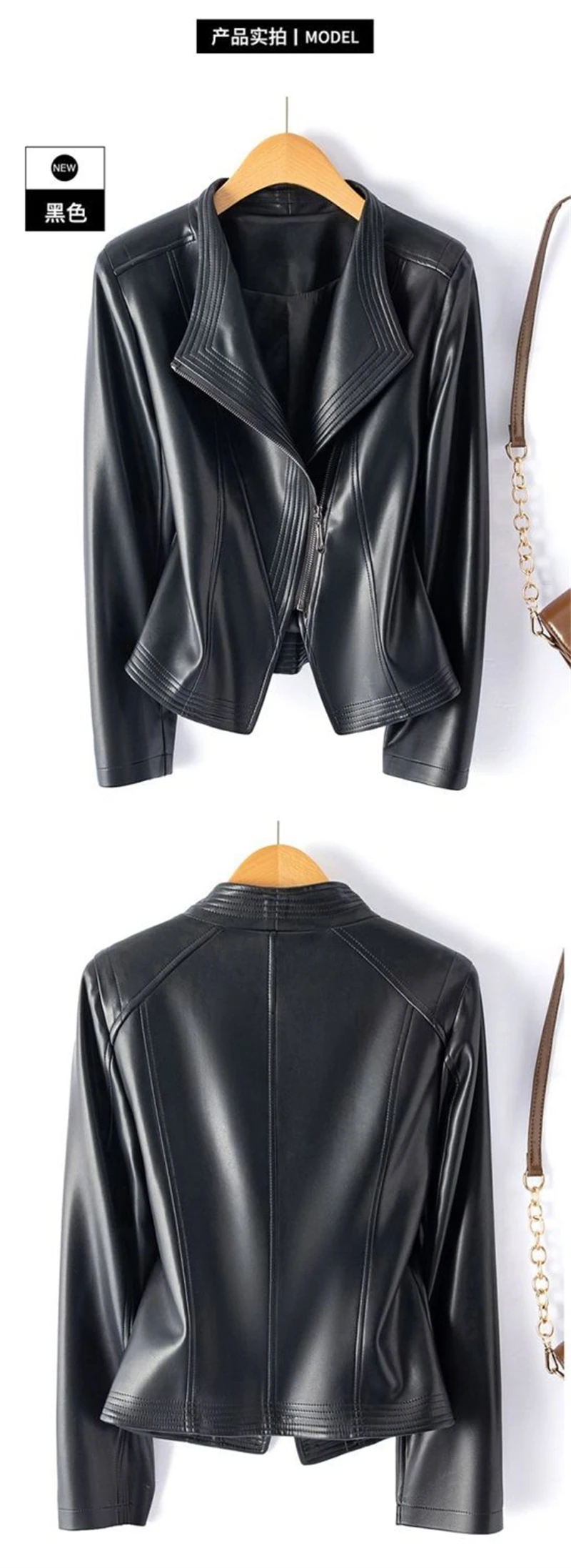 Genuine Leather Women's Short Slim Sheepskin 2025 Spring Autumn Leather Jacket New Long Sleeve Suit Collar Zipper Little Coat