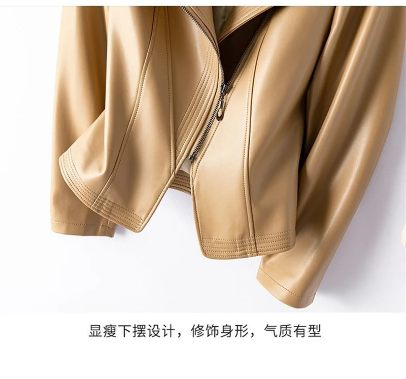 Genuine Leather Women's Short Slim Sheepskin 2025 Spring Autumn Leather Jacket New Long Sleeve Suit Collar Zipper Little Coat
