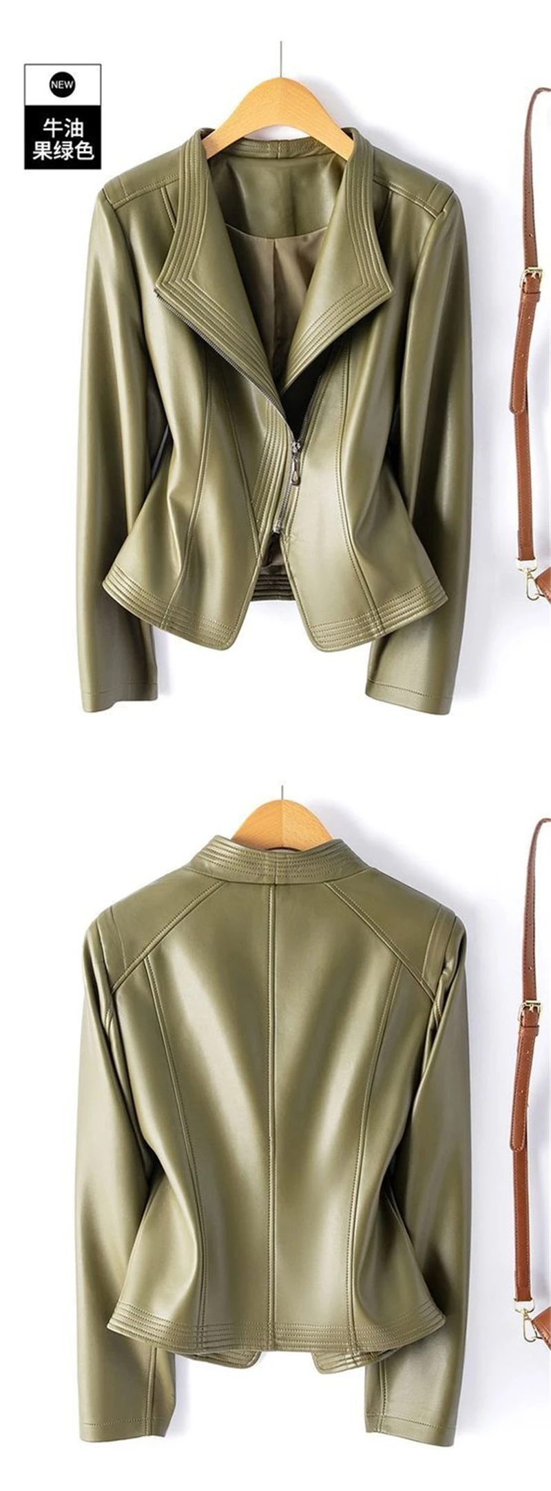 Genuine Leather Women's Short Slim Sheepskin 2025 Spring Autumn Leather Jacket New Long Sleeve Suit Collar Zipper Little Coat